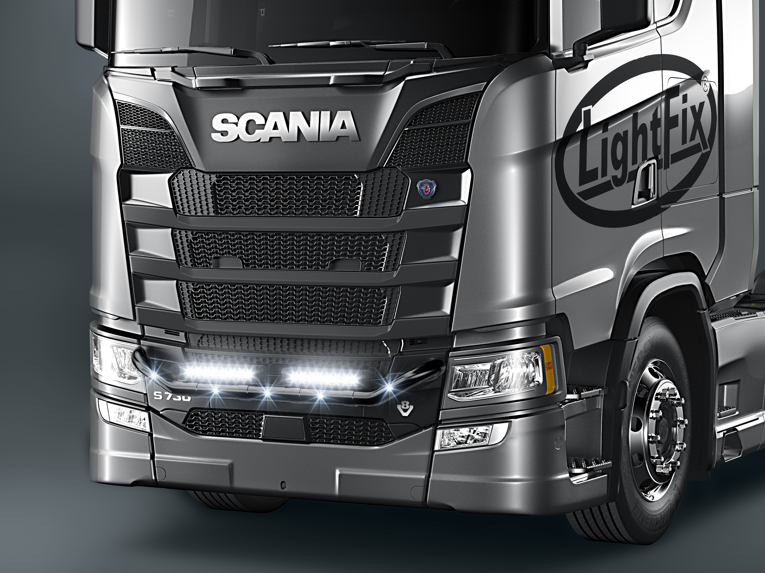 Front Stainless Steel V8 Logo For Scania All Series 